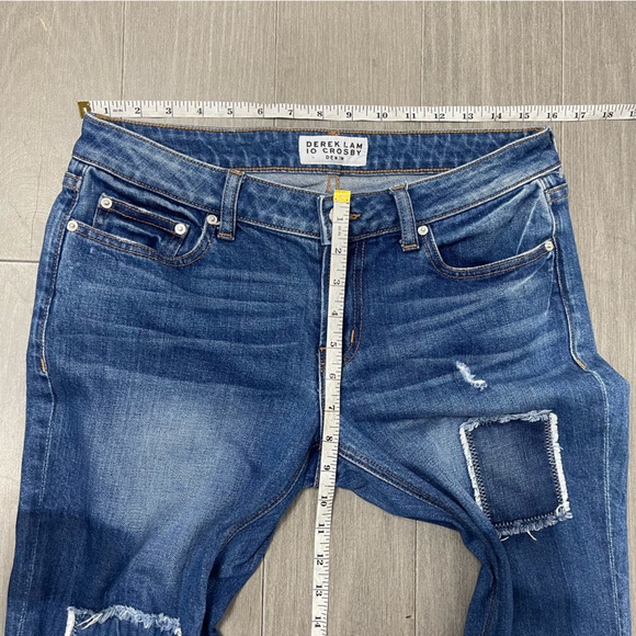 Derek Lam 10 Crosby Mila Mid Rise Girlfriend Patchwork Released Hem Jeans 27 - Picture 15 of 16
